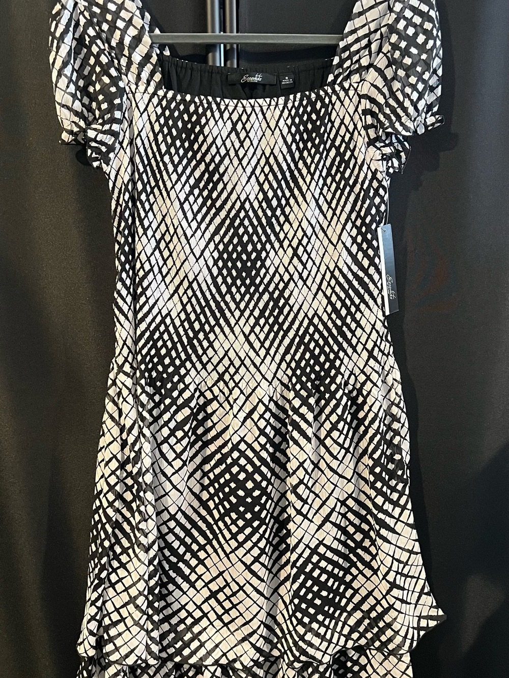 Essentials by Milano Black & White Geometric Mini Dress